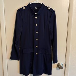 Navy Military Style Elegant Jacket with Gold Buttons